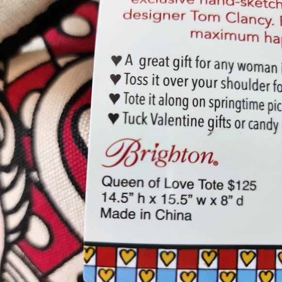 NWT Brighton Queen of Love Canvas Tote Carryall Shoulder Bag Colorful Graphics - Picture 8 of 9